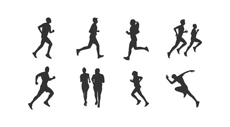 Premium Vector Set Of Silhouettes Of Running Athletes