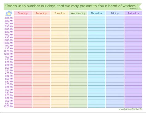 Best Printable Weekly Calendar With Minute Time Slots Printablee