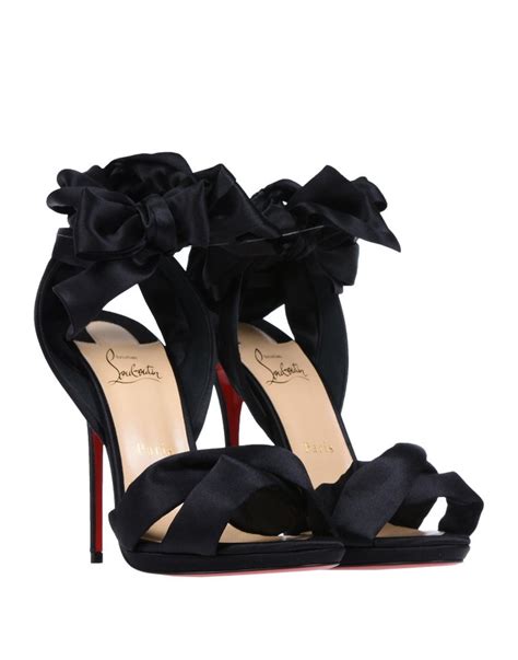 Christian Louboutin New Black Satin Bow Evening Sandals Pumps Heels In Box At 1stdibs