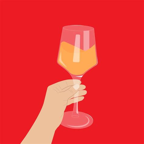 Premium Vector Female Hand Holding A Glass With White Wine