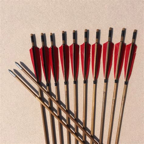 12PK Traditional Handmade Bamboo arrow Hunting Shooting Field Point ...