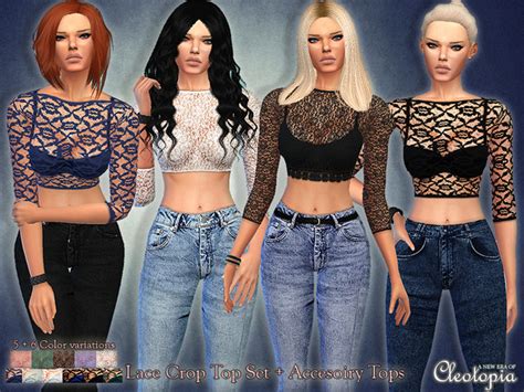 The Sims Resource Set32 Lace Top Set By Cleotopia • Sims 4 Downloads