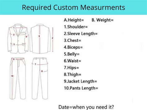 Suit Jackets Coat Size Chart