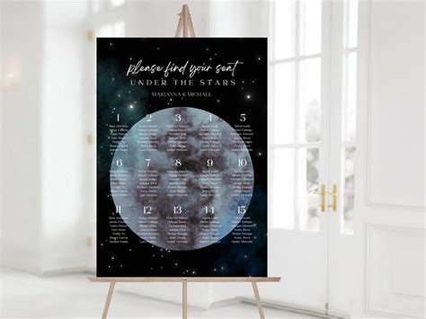 Moon Seating Chart, Starry Galaxy, Watercolor Night Sky, Starry Night ...