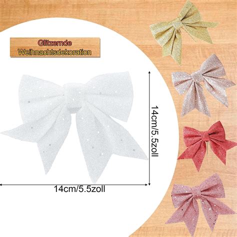 Set 12 fundite albe cu sclipici decorative pentru Craciun, 14 x 14 cm