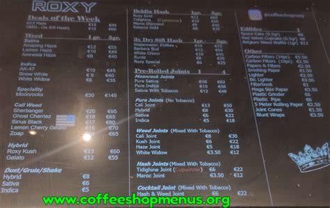 Roxy Latest Menu Coffeeshopmenus Org