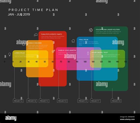 Vector Project Timeline Graph Gantt Progress Chart With Highlighet