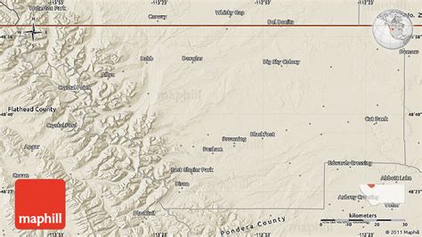 Shaded Relief Map of Glacier County