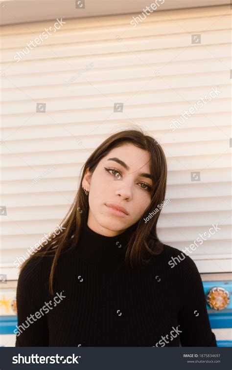 Attractive Brunette Girl Green Eyes Posing Stock Photo 1875834697 Shutterstock