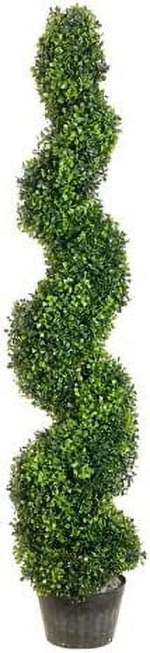 4 Foot 2 Inch Artificial Boxwood Spiral Topiary Tree Potted Indoor