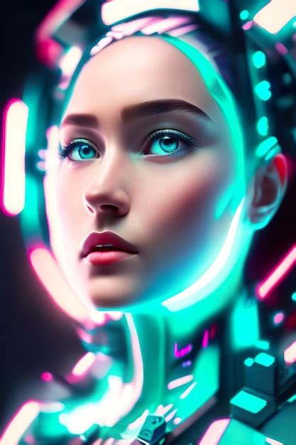 Premium Ai Image Woman In Futuristic Cyberpunk City With Neon Lights