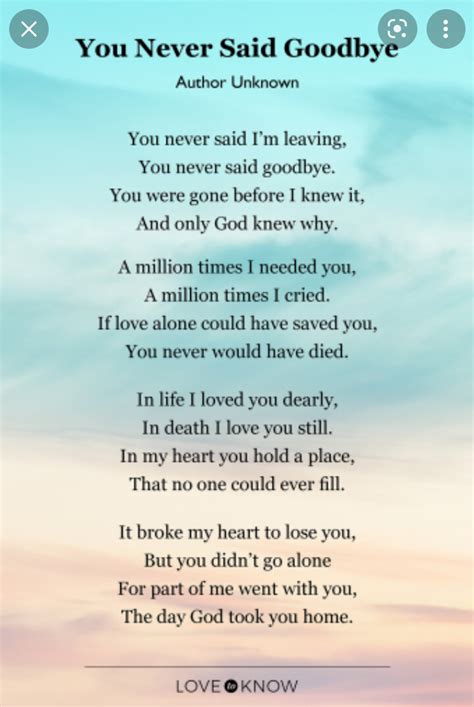 Never Say Goodbye Poems