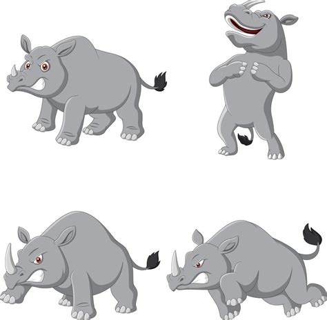 Cartoon angry rhino collection set 12816651 Vector Art at Vecteezy