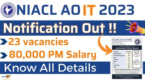 NIACL AO IT Recruitment 2023 NIACL AO IT Notification Out 23