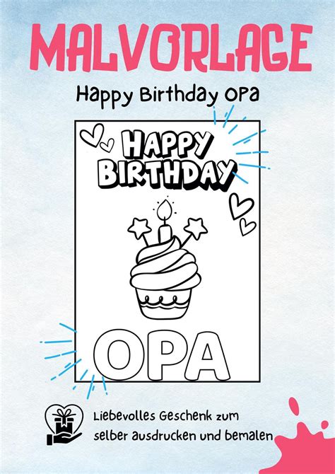 Opa Schriftzug Ausmalbild - Ausmalbild Opa | Bild Geburtstag Opa | Ausmalbild für Kinder ...