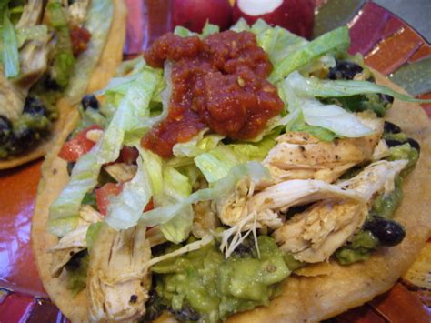 Chicken And Black Bean Guacamole Tostadas Recipe Genius Kitchen