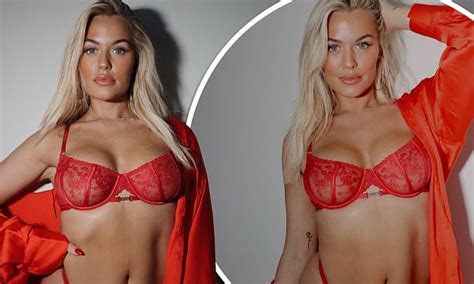 Lottie Tomlinson Sets Pulses Racing In Sexy Red Lace Lingerie TrendRadars