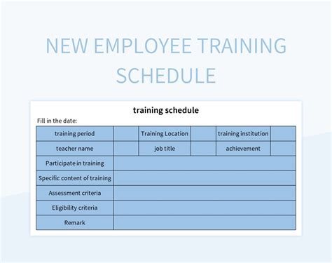 New Employee Training Schedule Excel Template And Google Sheets File ...