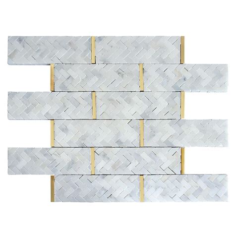 MOLOVO Natural White And Gold 11 86 In X 11 54 In Brick Joint