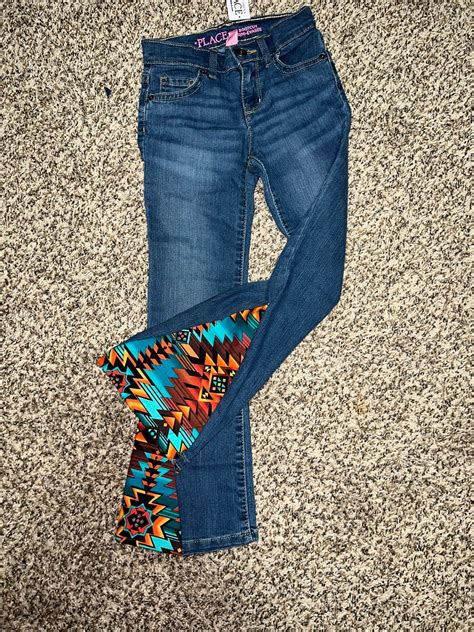 Custom Made Flare Jeans With Cow Print Insert Etsy