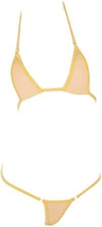 Amazon Linvme Conjunto De Mini Bikini De Seda Caliente Sexy Para Mujer Beige Ropa