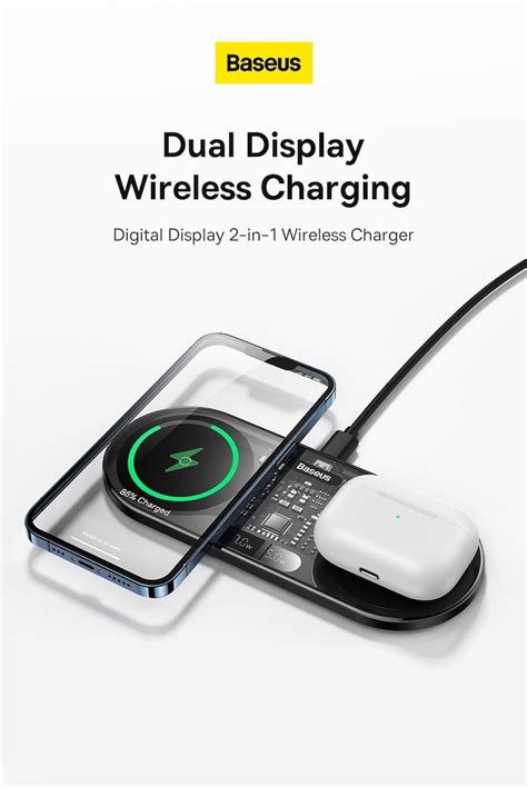 Беспроводная зарядка Baseus Digital LED Display 2in1 Wireless Charger ...