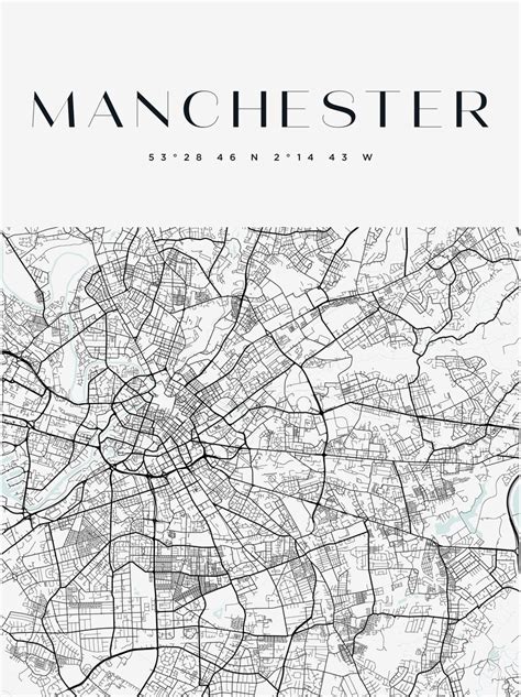 Manchester City Maps City Map Wall Art Decor Poster Of Etsy