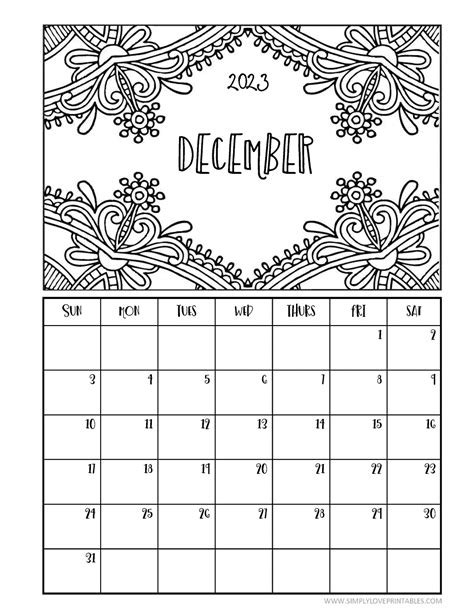 Printable Coloring Calendars for 2023 | Simply Love Printables