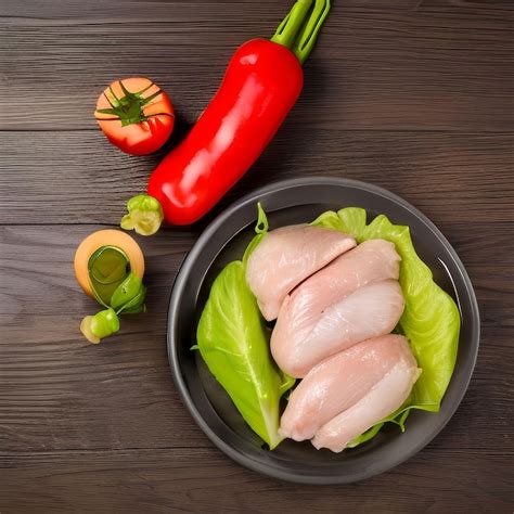 Premium Photo Raw Chicken Fillet On Plate With Fresh Vegetables