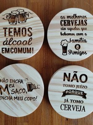 6 Porta Copos Vinho Chopp Personalizado Em Pinus 9 X 1 5cm