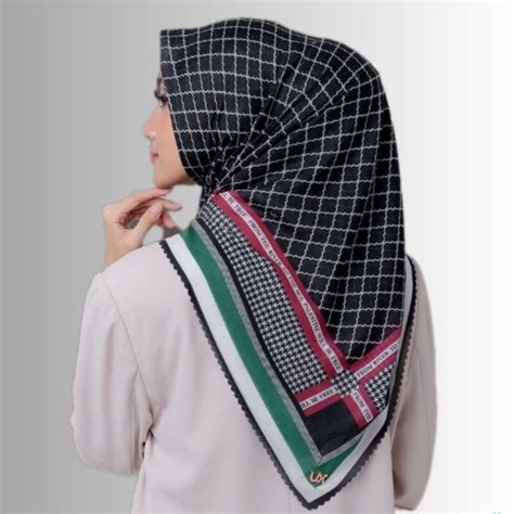 Jual Hijab Kerudung Segi Empat Voal Motif Palestina Jilbab Motif