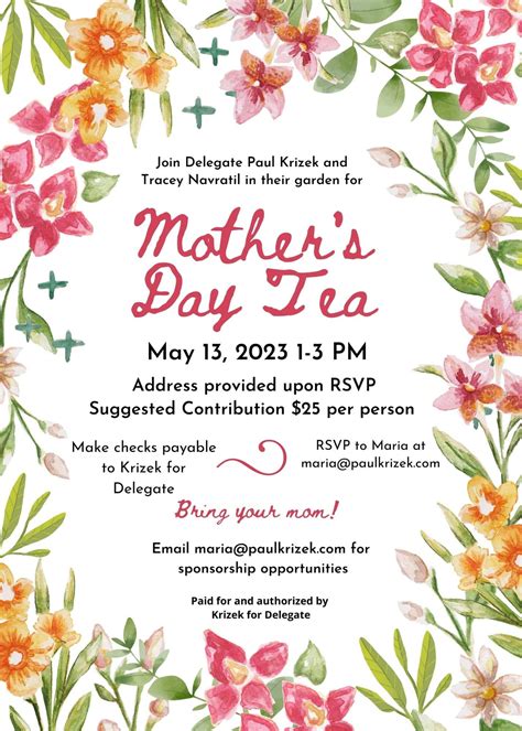 Del Paul Krizek Mother S Day Tea Fundraiser Fairfax County