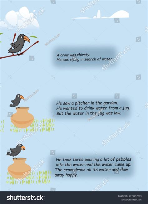 Illustratoin About Thirsty Crow Story Stock Illustration 2171257019