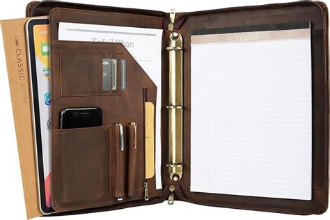 Amazon Genuine Leather Portfolio Binder Vintage Leather Binder