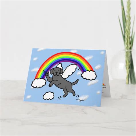 Black Labrador Guardian Angel Rainbow Bridge Thank You Card Zazzle