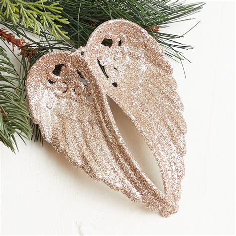 Champagne Glitter Angel Wing Ornaments Christmas Ornaments