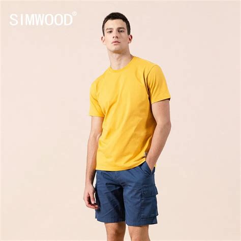 SIMWOOD 2024 Summer New Solid T Shirt 100 Cotton Compact Siro Spinning