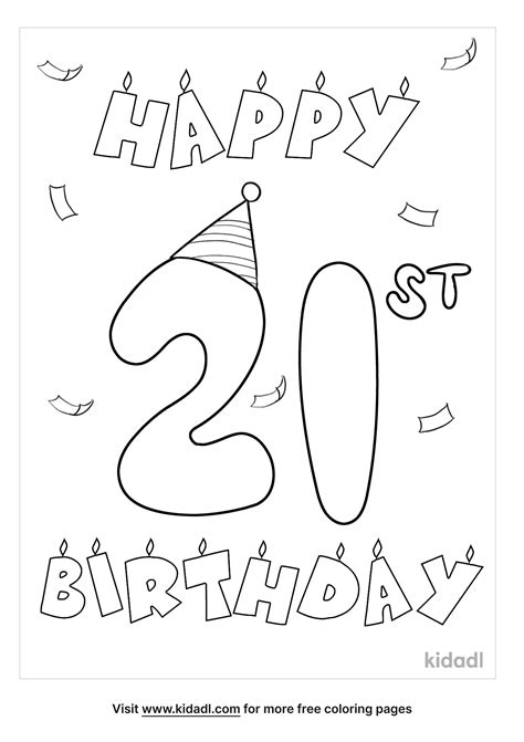 Free 21st Birthday Coloring Page Coloring Page Printables Kidadl