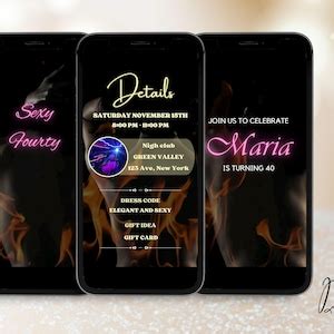 Digital Sex And Fire Birthday Invitation Adult Video Birthday Invite Animated Phone Sexy