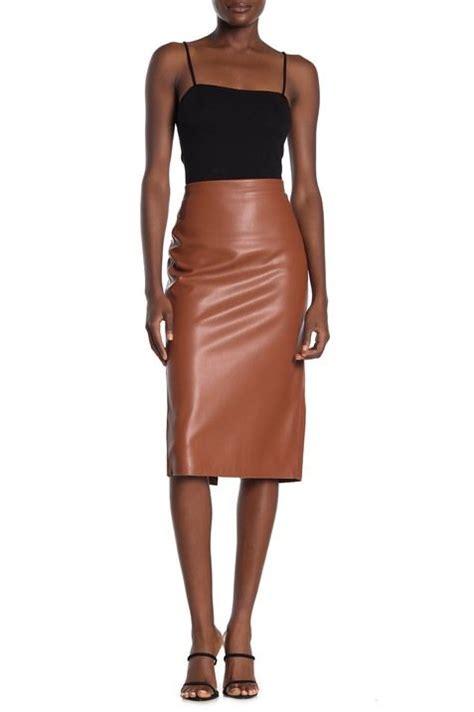 Faux Leather Midi Pencil Skirt Midi Skirt Pencil Pencil Skirt Fashion