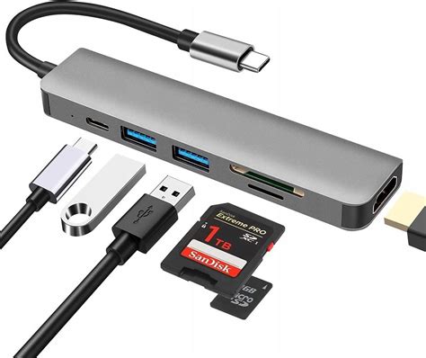 Hub USB Adapter Hub USB C 3 0 CZYTNIK TF HDMI 4K 6w1 Mac PD Opinie I