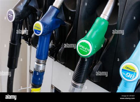 Petrol Fuel Pumps At A Petrol Filling Station Stock Photo Alamy