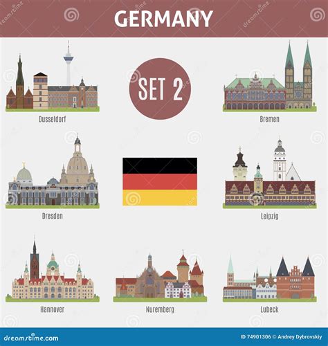 Famous Places Cities in Germany Stock Vector - Illustration of