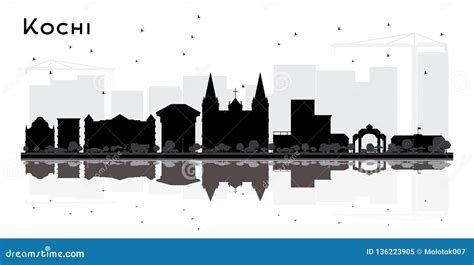 Kochi India City Skyline Silhouette with Black Buildings and ...