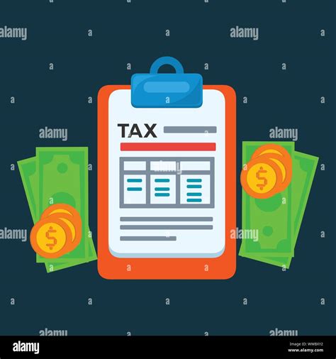 Clipboard With Tax Document Coin Money For Tax Day Concept Vector