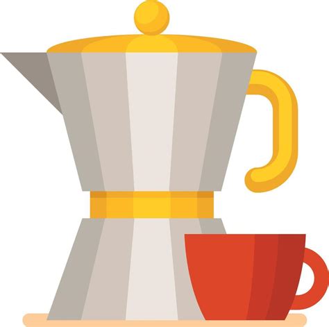 Image Of A Coffee Maker And A Red Cup Vector Art At Vecteezy