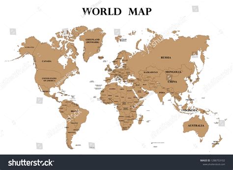 High Detailed Vector World Map Complete Stock Vector Royalty Free