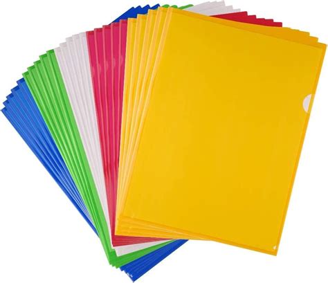 FEPITO 25 Pcs A4 Zip Document Dossier Pochette Flush Folders Plastique