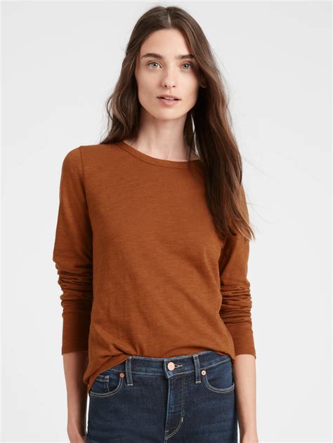 Slub Cotton Modal Long Sleeve T Shirt Banana Republic Long Sleeve Tshirt Long Sleeve Sleeves