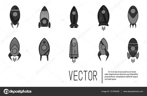 Vector Rocket Ship In A Flat Style Illustration With Flying Rocket